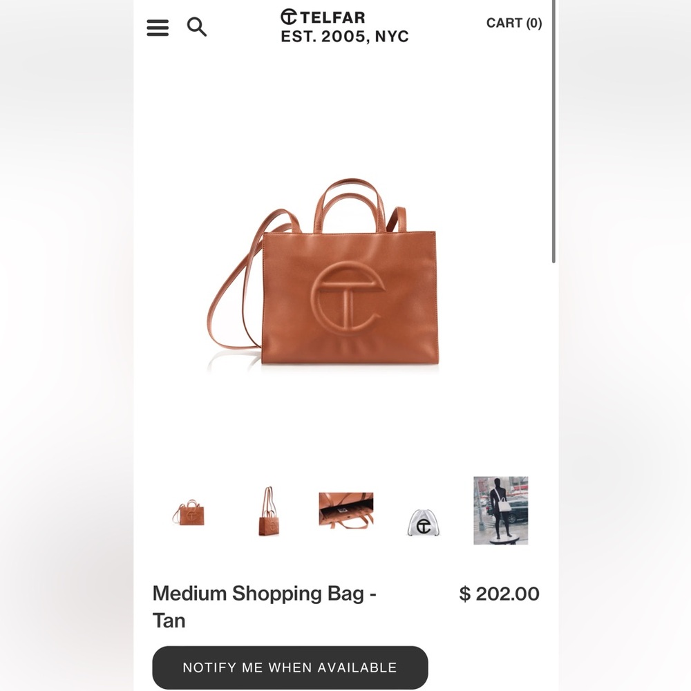 Telfar medium tan shopping bag tote